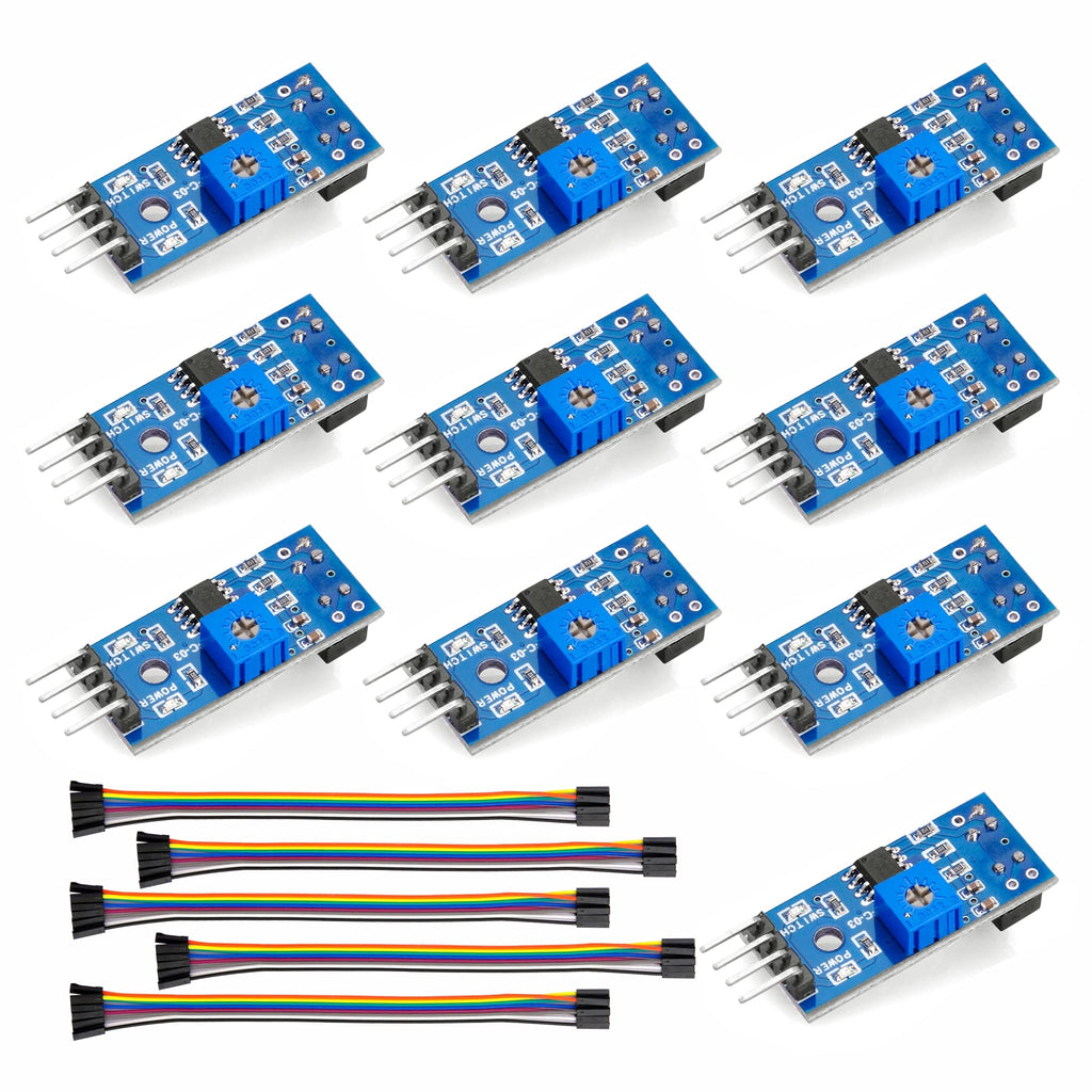 OSOYOO 10PCS TCRT5000 Infrared Reflective IR Photoelectric Switch Barrier Line Track Sensor Module for Arduino Smart Car Robot with 5 8Pin Female to Female Jumper Wires - LeoForward Australia