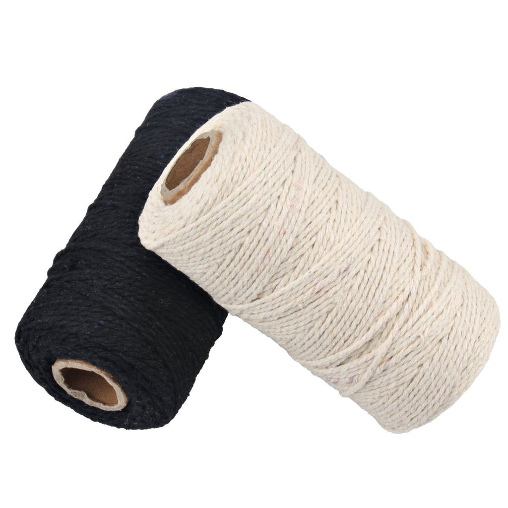  [AUSTRALIA] - 656 Feet Cotton Baker's Twine Spool 10 Ply,Crafts Twine String for DIY Crafts and Gift Wrapping (Black+White) Black+white