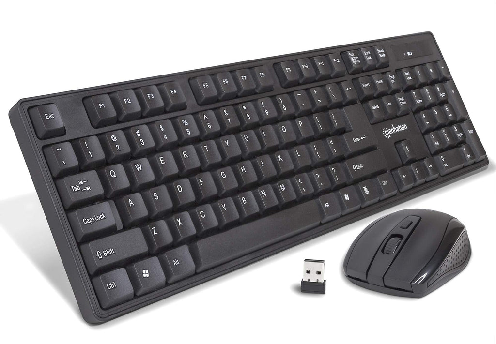 Manhattan Wireless Keyboard and Mouse Combo - Full-Size USB Wireless Keyboard Mouse Set with 2.4GHz Dongle for PC Computer Laptop - Compatible with Windows and Mac – 3 Year Warranty - Black 178990 - LeoForward Australia