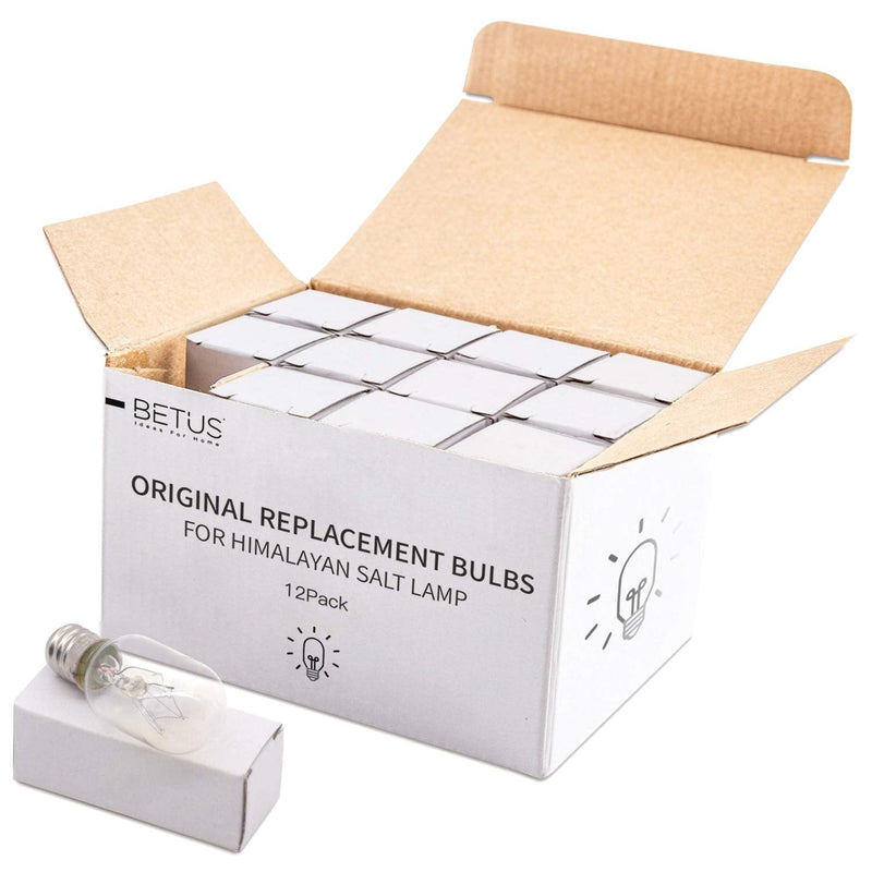  [AUSTRALIA] - Betus [Original Replacement] Long Lasting 15 Watt Dimmable E12 Socket Incandescent Candelabra Salt Lamp Bulb - Value Pack of 12 15.0