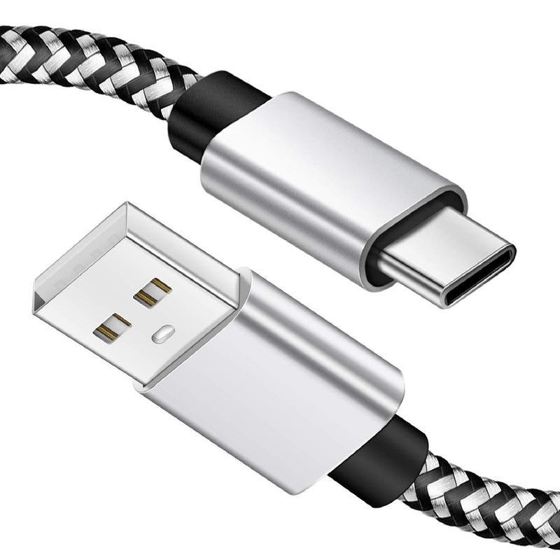  [AUSTRALIA] - Type C Charger 10 ft, USB C Cable Fast Charger Compatible with Galaxy S10, Nylon Braided Long USB C Charger Cord for Samsung Galaxy S9 S10 S8 Plus/Note9/8 A60 A50, Moto G, LG and other USB C Charger 10ft Black&Silver 1