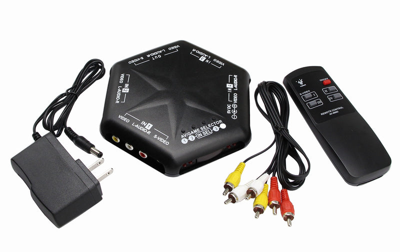  [AUSTRALIA] - RCA Splitter with 4-Way Audio Video，4 Port Input 1 Output Audio Video AV RCA Switch 4 Ways Selector Splitter Box for DVD STB Game Consoles (4 in 1 Out- A) 4 in 1 out- A