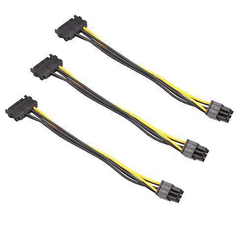 LIANSHU 3Pack 6 Pin PCI-e to SATA Power Cable - 8 Inches - LeoForward Australia