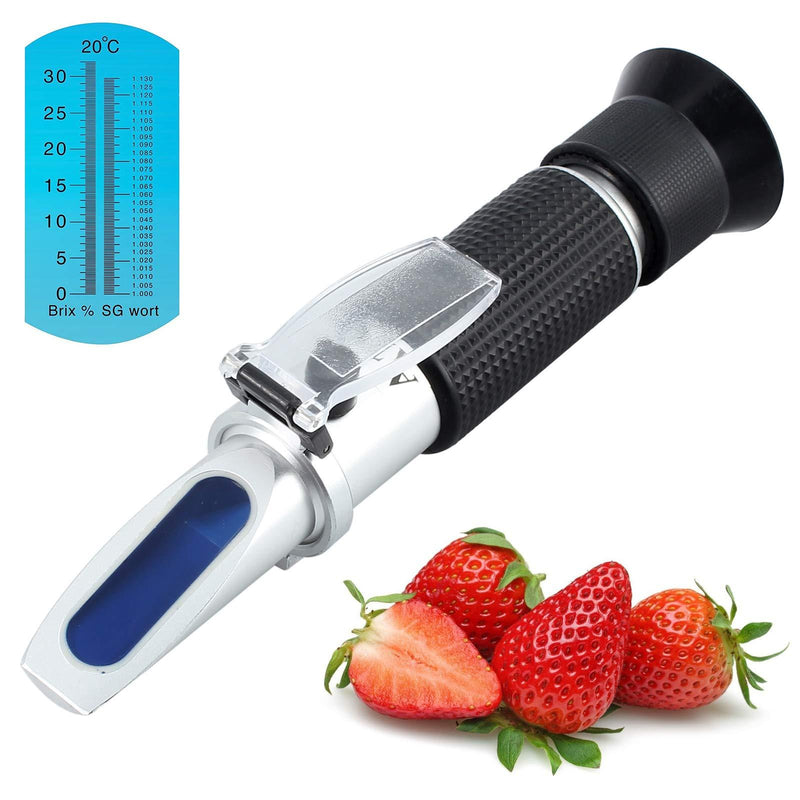 AUTOUTLET Brix Refractometer with ATC, Digital LCD Display Dual Scale 0~32% & Wort Specific Gravity 1.000~1.120 Automatic Temperature Compensation for Honey Beer Wine Fruit Juice Sugar Homebrew - LeoForward Australia