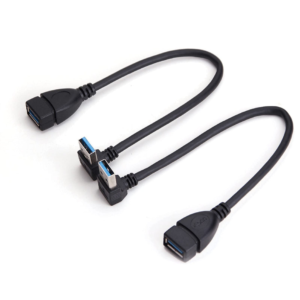  [AUSTRALIA] - SuperSpeed USB 3.0 Male to Female Extension Data Cable Up and Down Angle 2PCS by Oxsubor(20CM,8IN)