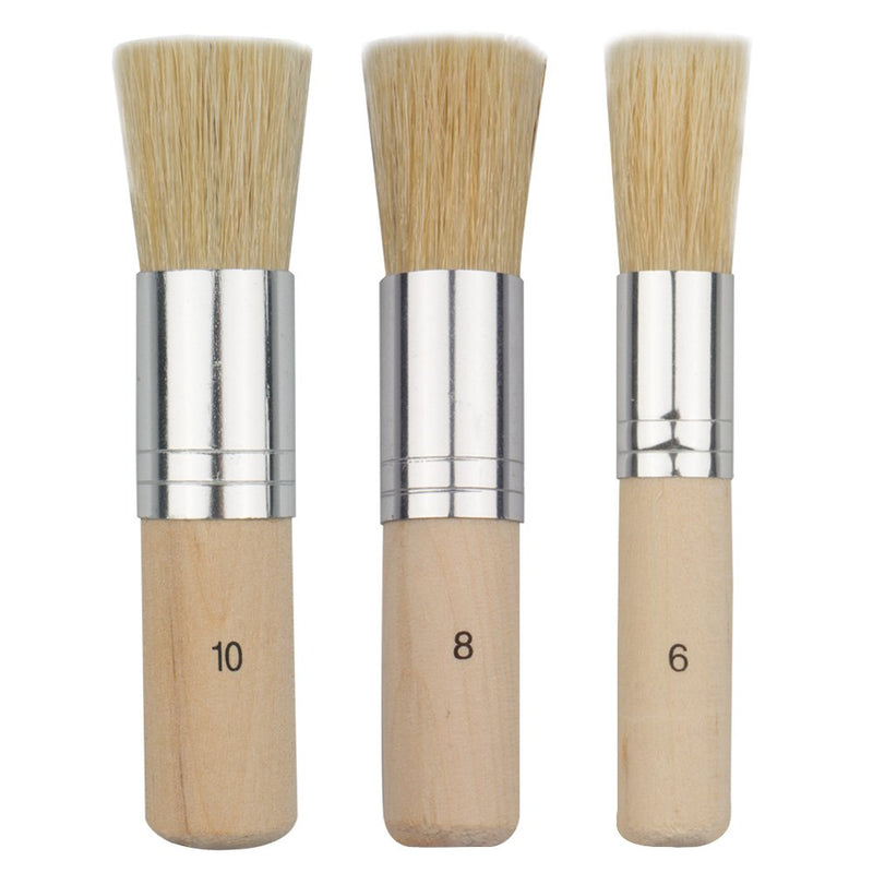  [AUSTRALIA] - COCODE Wooden Stencil Brush (Set of 3), Natural Bristle Brushes Perfect for Acrylic Painting, Oil Painting, Watercolor Painting, Stencil Project, Card Making and DIY Art Crafts