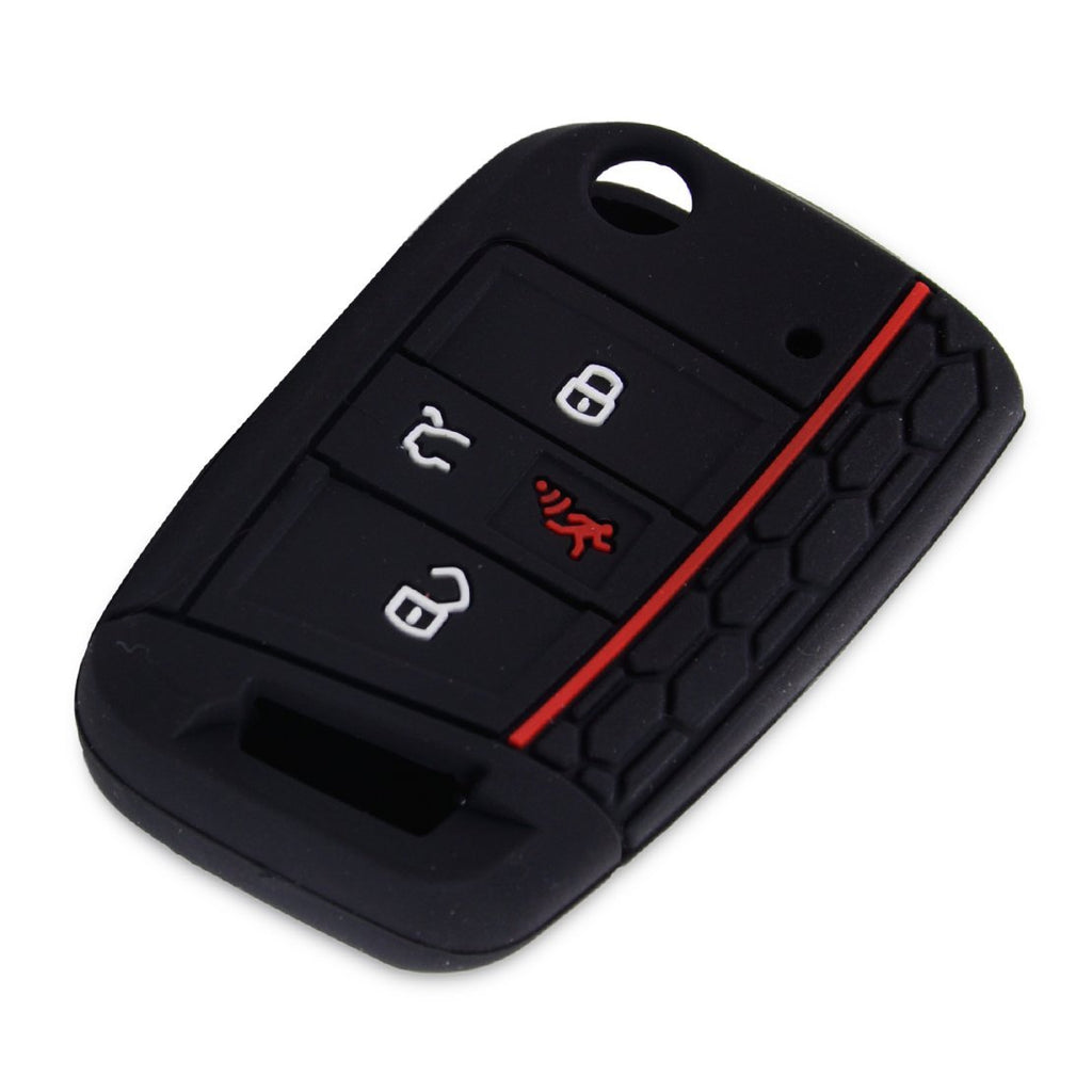 beler 4 Button Silicone Key Cover Case Remote Fob Protector fit for VW Golf Polo 2016-2017-Black Black - LeoForward Australia