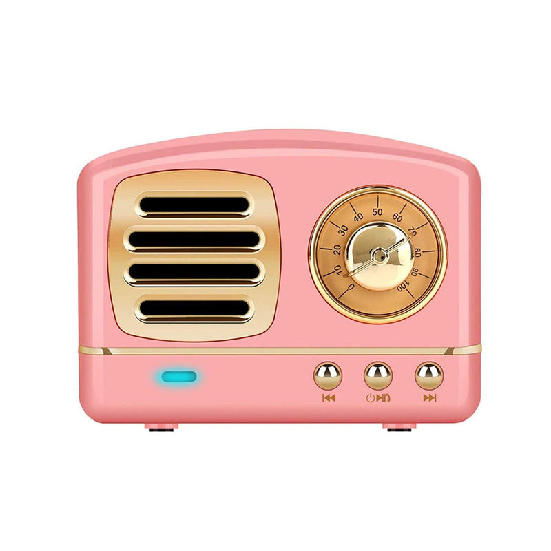  [AUSTRALIA] - Dosmix Wireless Stereo Retro Speakers, Portable Bluetooth Vintage Speakers with Powerful Sound, Answering Calls, Alexa Support, TF Card, AUX for Kitchen Bedrooms Party Outdoor Android iOS Pink
