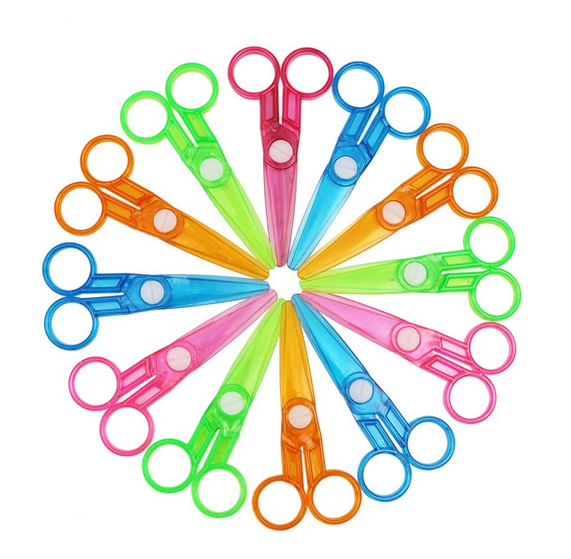  [AUSTRALIA] - Assorted Color Plastic Preschool Training Scissors Art DIY Craft Paper Cutting Stationery for Kids (12Pcs)