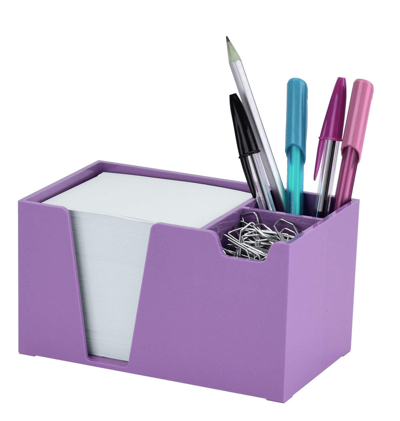 Acrimet Desktop Organizer Pencil Paper Clip Caddy Holder (Plastic) (with Paper) (Solid Purple Color) - LeoForward Australia