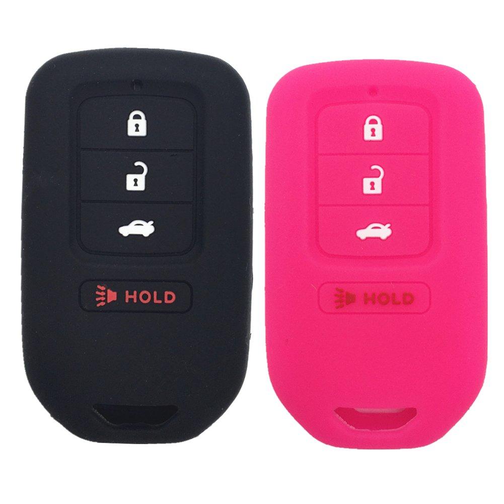  [AUSTRALIA] - Ezzy Auto Black and Rose Silicone Rubber Key Fob Case Key Cover Key Jacket Skin Protector fit for Honda Accord CR-V HR-V CR-Z 3 Buttons