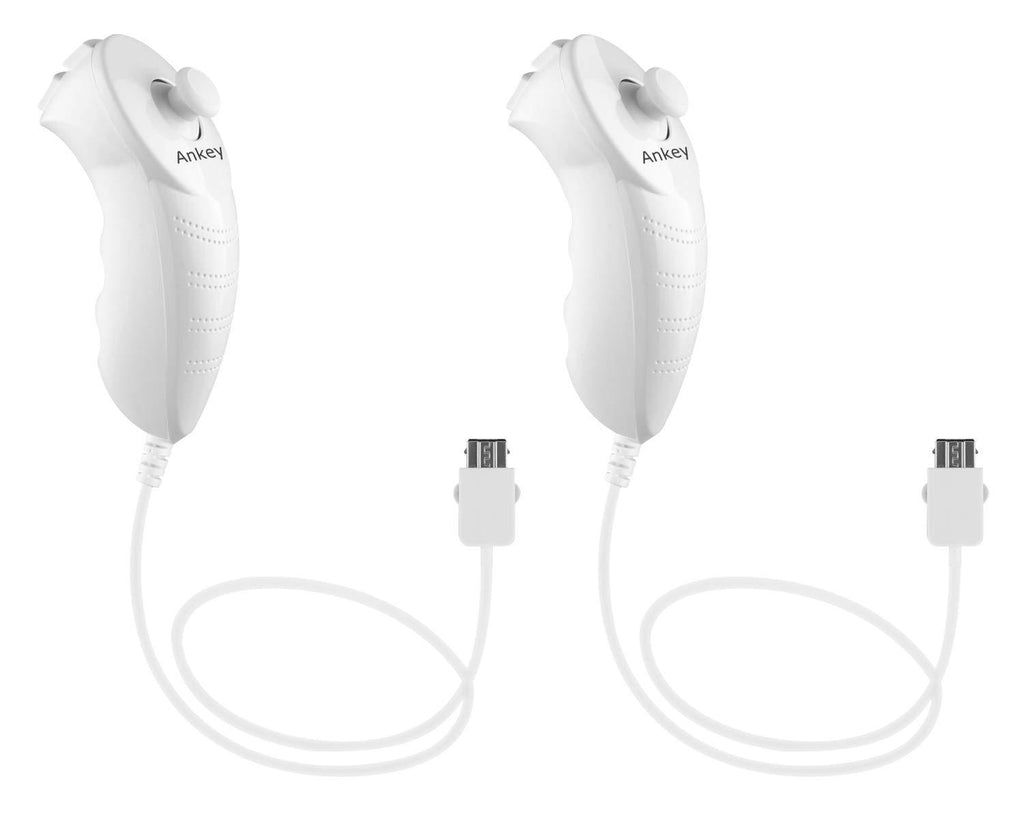  [AUSTRALIA] - 2Packs Nunchuck Controller Remote Replacement for Nintendo Nunchuk Wii Wii U Console White