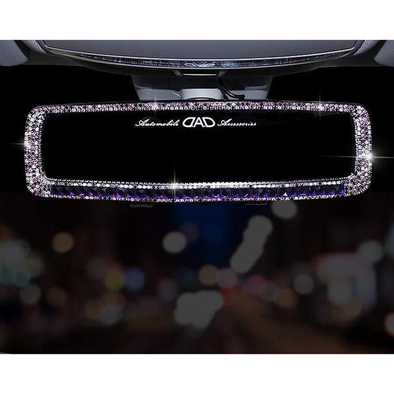LuckySHD Bling Rhinestone Car Rear View Mirror for Women - Purple - LeoForward Australia