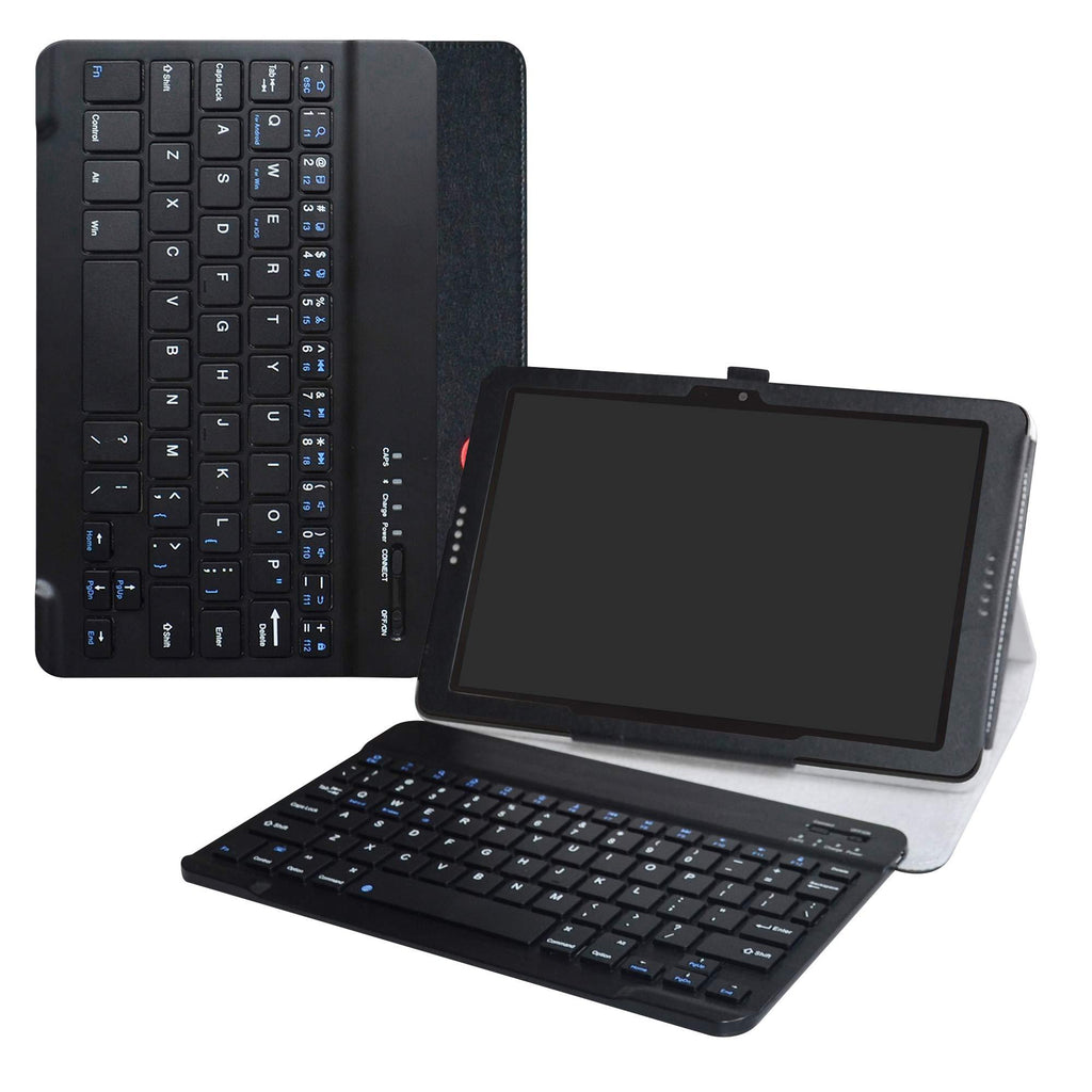 AT&T Primetime Wireless Keyboard Case,LiuShan Detachable Wireless Keyboard Standing PU Leather Cover for 10.0" ATT Primetime/ZTE K92 Primetime 4G LTE Android Tablet,Black Black - LeoForward Australia