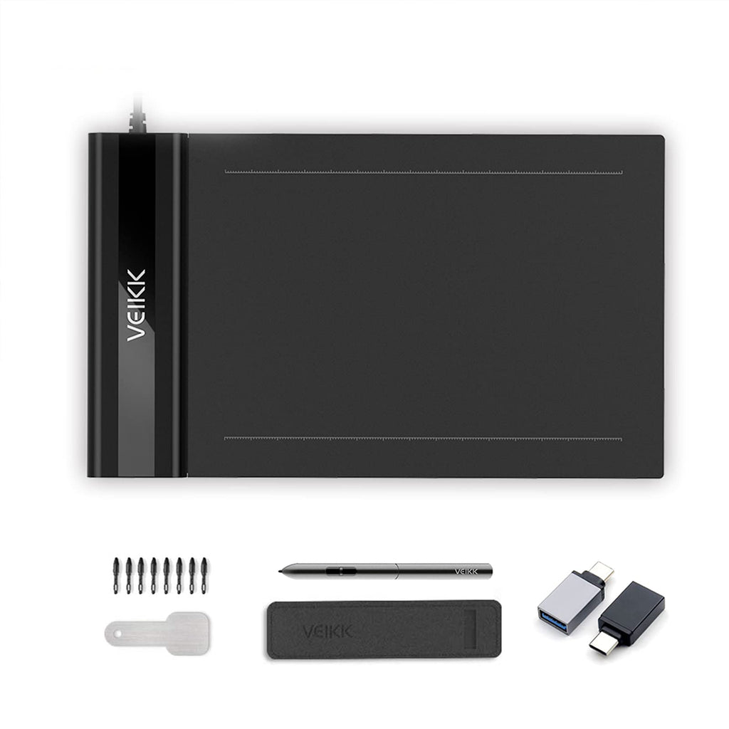  [AUSTRALIA] - VEIKK S640 Graphics Drawing Tablet 6x4 Inch Ultra-thin Portable OSU Tablet with 8192 Levels Battery-free pen (For Drawing, Online class/E-learning and Web-conference)