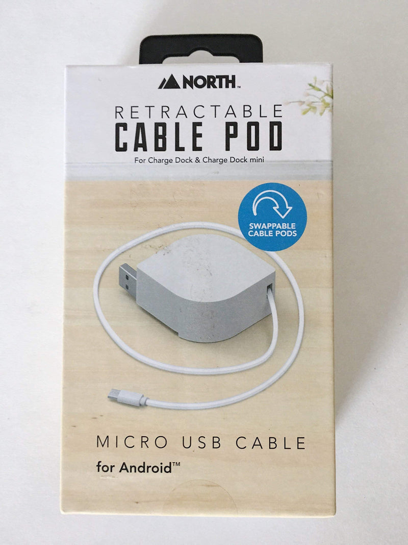  [AUSTRALIA] - North Retractable Micro-USB Pod for Charging Dock, White, 813125026158
