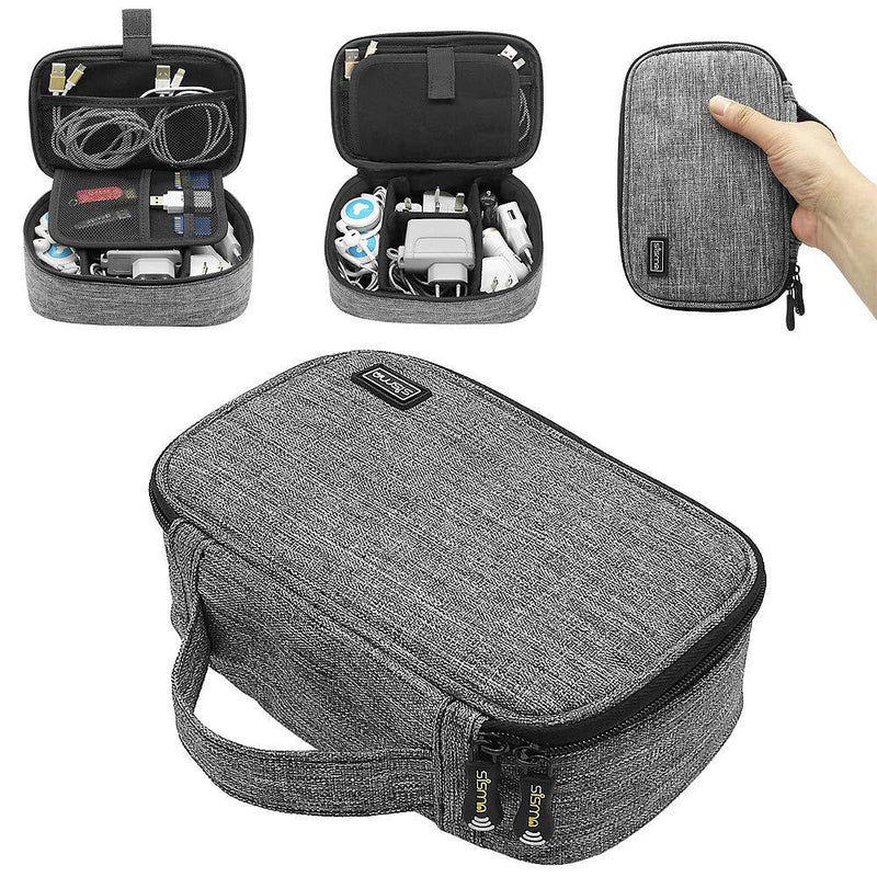  [AUSTRALIA] - sisma Travel Cords Organizer Universal Small Electronic Accessories Carrying Bag for Cables Adapter USB Sticks Leads Memory Cards, Grey 1680D-Fabrics SCB17092B-OG Grey -1680D Oxford Fabrics