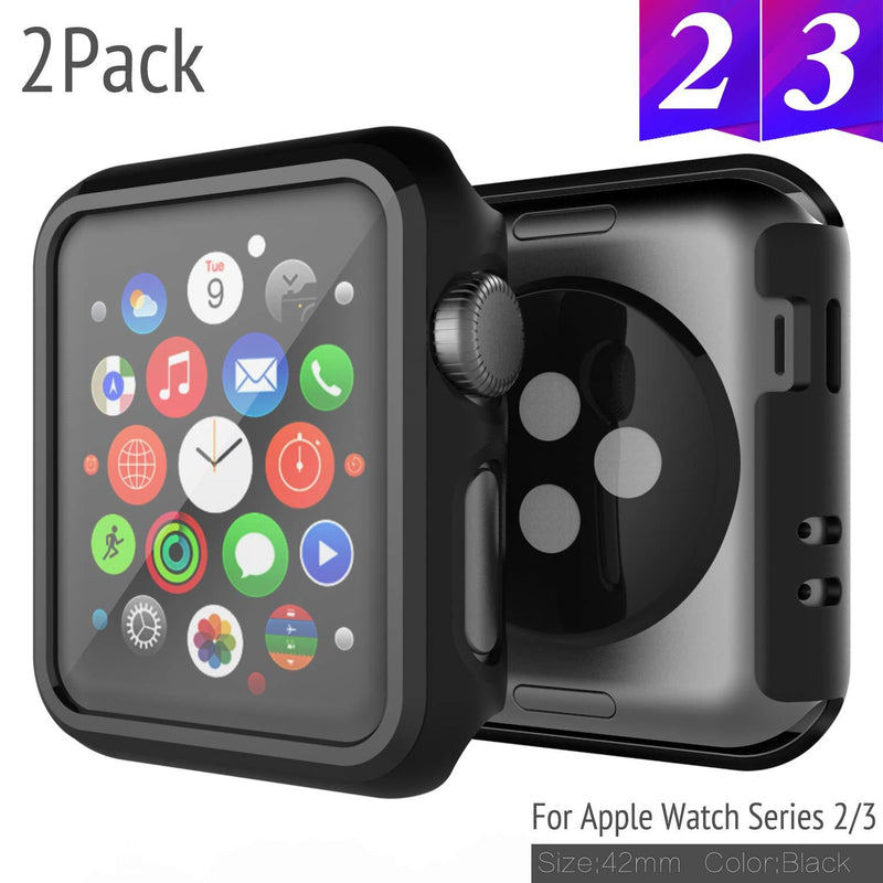 2 Pack Bumper for Apple Watch Case 42mm Series 3 Series 2 Anti-Scratch Shockproof Ultra-Thin Hard iWatch Protector for Apple Watch Cover 42mm Series 3/2 Hard Case for Series 3/2 42mm - LeoForward Australia
