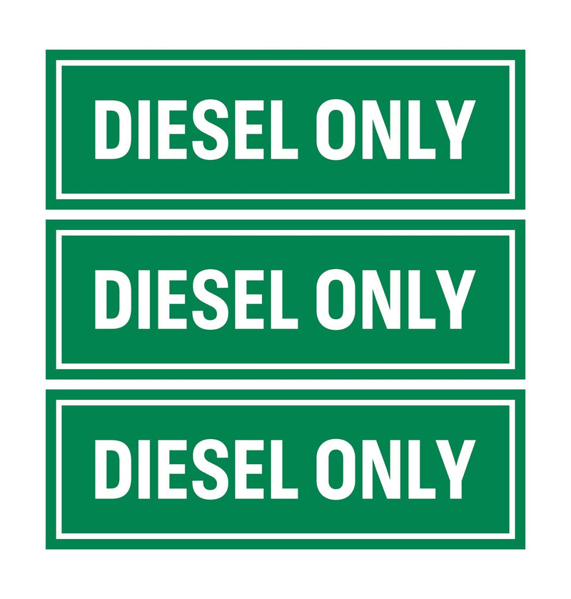  [AUSTRALIA] - Diesel Only Sticker Sign (Pack of 3) | Adhesive Fuel Decal for Trucks, Tractors, Machinery and Equipment