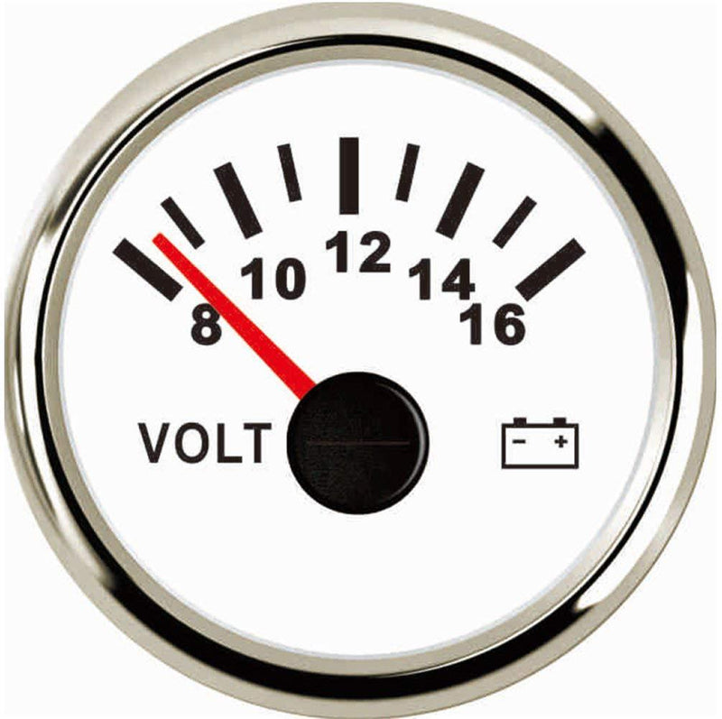  [AUSTRALIA] - SAMDO Waterproof Voltmeters Universal Voltage Gauges Voltage Meters 52mm 8-16V White