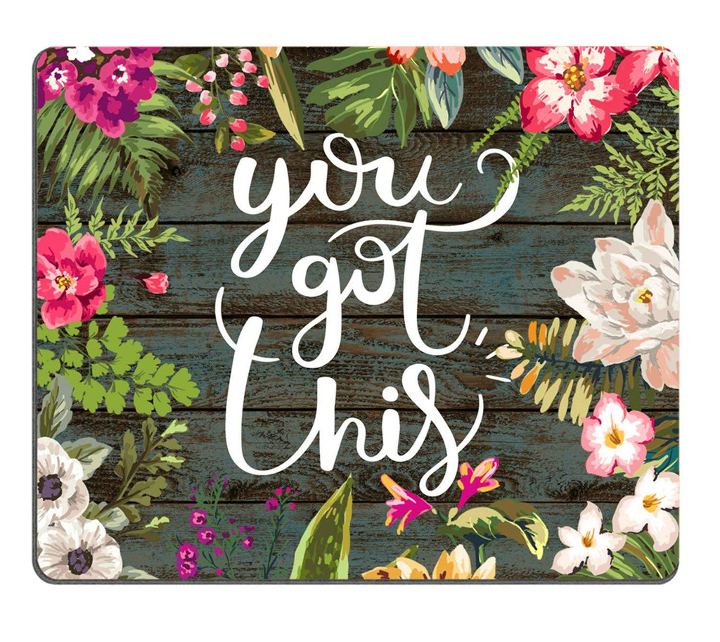  [AUSTRALIA] - Pingpi Floral Mouse Pad Motiavation Quote You Got This Neoprene Inspirational Quote Mousepad Office Space Decor Home Office Computer Accessories Mousepads Watercolor Vintage Flower Design P51