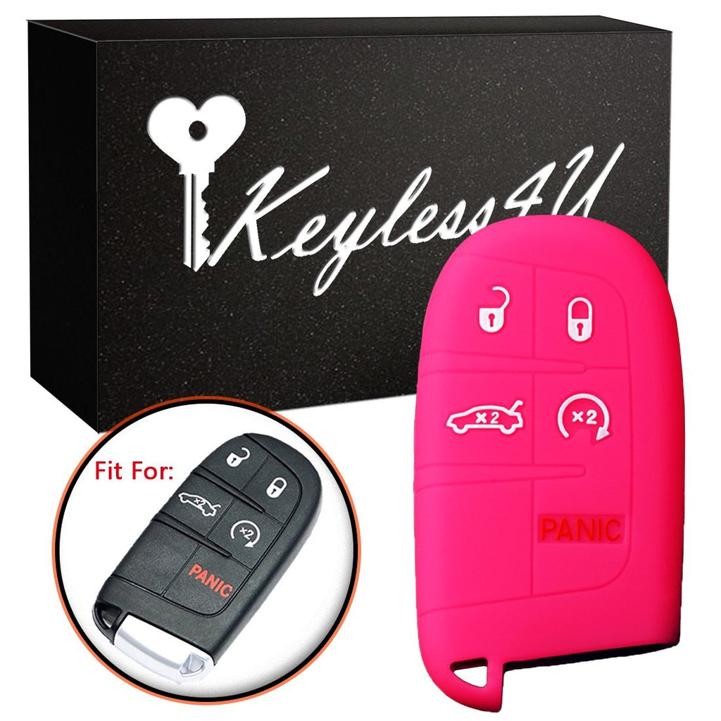  [AUSTRALIA] - Keyless4U Silicone Protective Key Fob Remote Cover Case for Jeep Grand Cherokee Dodge Challenger Charger Dart Durango Journey Chrysler 300 5 Buttons (Rose) Rose