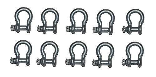  [AUSTRALIA] - MarineNow 1/4" US Type Galvanized Bow Shackle with Over Size Screw Pin for Anchor, Towing, Off Road Recovery (1/4" with 5/16" Pin 666 lb WLL) Hot Dipped Galvanized 10-pack