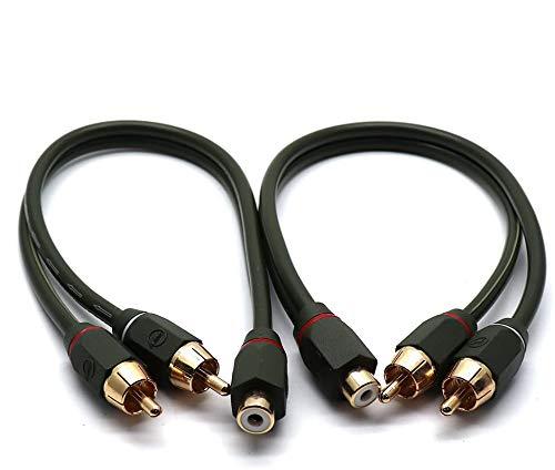 Sydien 2Pcs 12 Inches 1 Female to 2 Male RCA Speaker Splitter Dual Shielded Cable 1 Female to 2 Male(2pcs) - LeoForward Australia