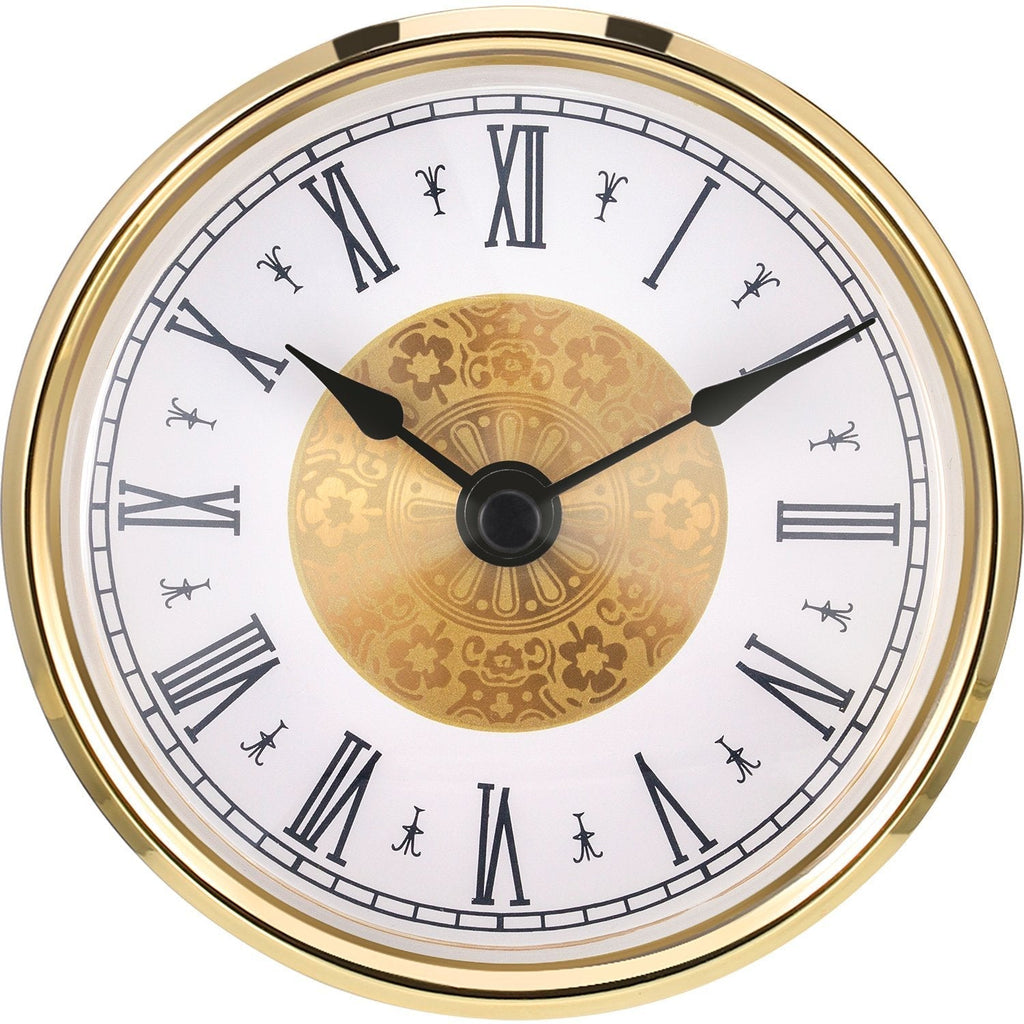 Hicarer 3-1/8 Inch (80 mm) Clock Insert with Roman Numeral, Quartz Movement, Gold Trim - LeoForward Australia