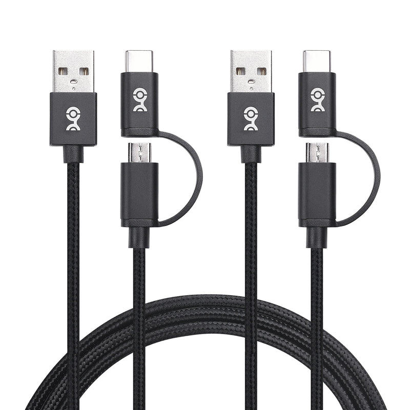  [AUSTRALIA] - Cable Matters 2-Pack 2-in-1 USB-C Cable (USB Type-C Cable) with Tethered USB C to Micro USB Adapter 3.3 Feet for Samsung Galaxy S9, S8, Note 8 and More 3.3 ft