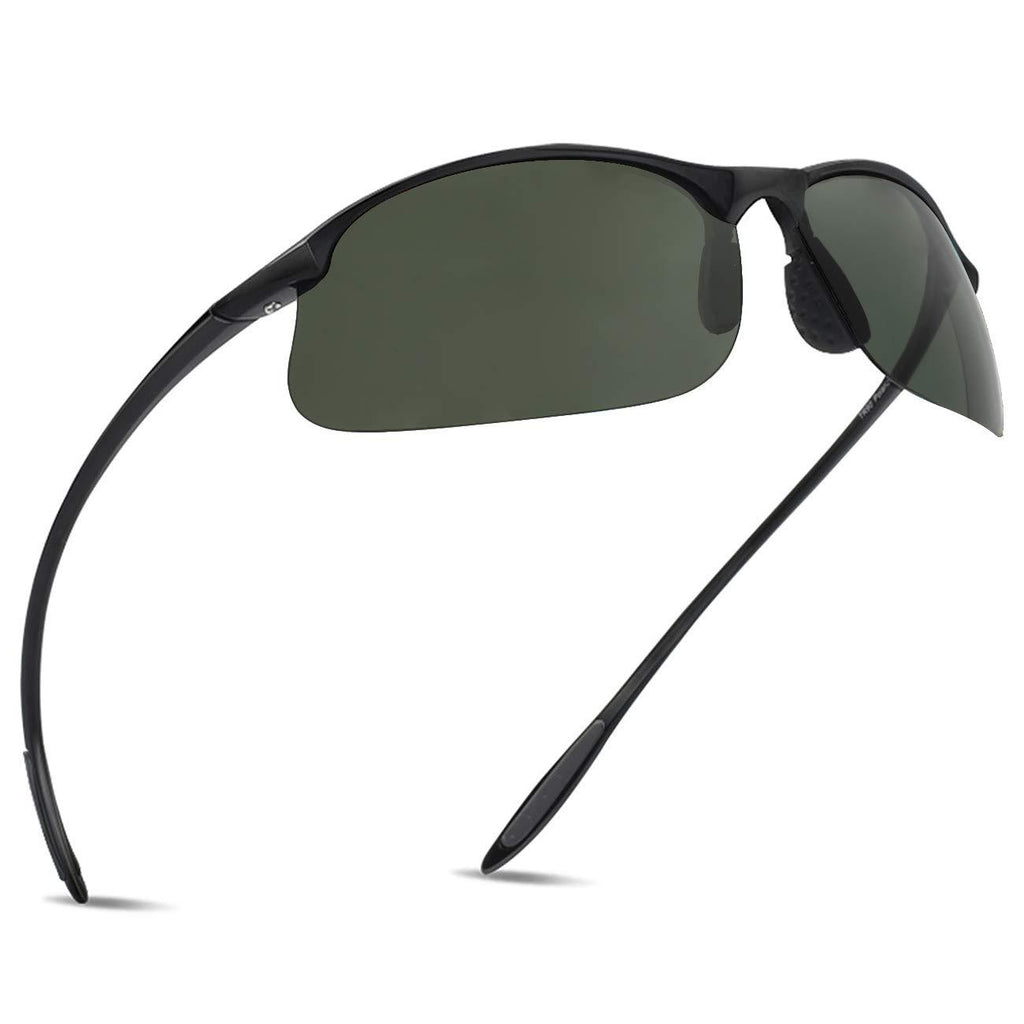 JULI Polarized Sports Sunglasses for Men Women Tr90 Unbreakable Frame for Running Fishing Baseball Driving 8002 Black/Green - LeoForward Australia