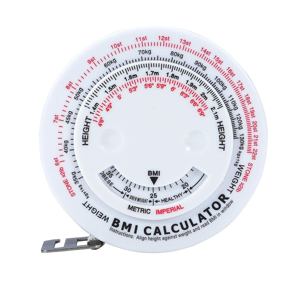  [AUSTRALIA] - BMI Body Mass Index Retractable Tape 150cm Measure Calculator Diet Weight Loss Tape Measures Tools