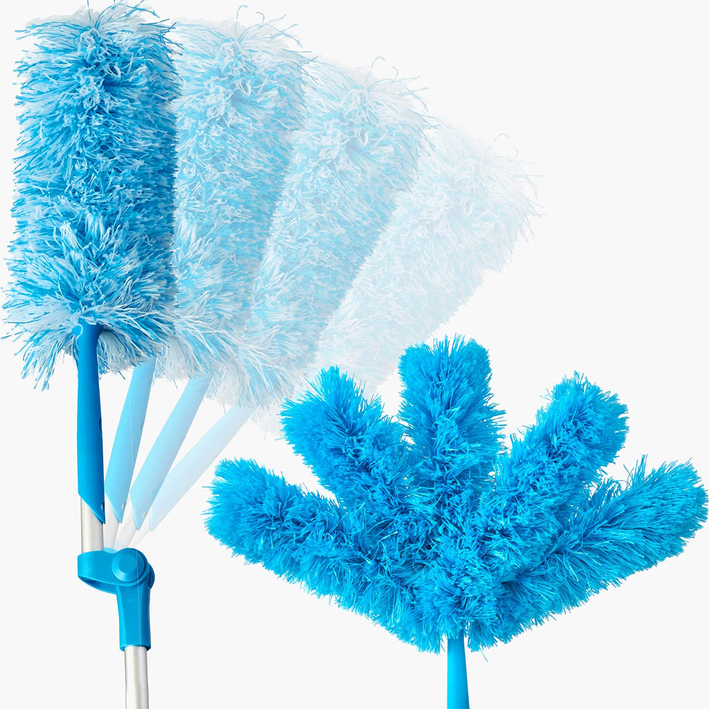 Extendable Washable Microfiber Duster and Blind Cleaner w/ Pivoting Head and Extension Pole. Telescopic Arm and Flexible Heads for Easy Ceiling and Cobweb Dusting. Detachable Dusters = Quick Cleaning - LeoForward Australia