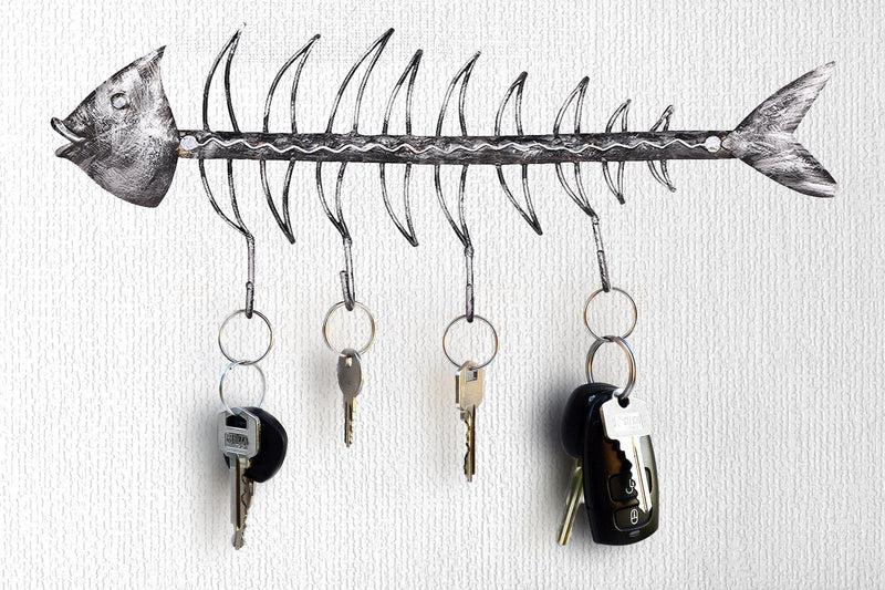 Crafia Unique Fish Skeleton Key Holder for Wall and Towel Hook | Fish Bones Towel Hanger and Hooks | 4 Hooks Key Holder for Wall - LeoForward Australia