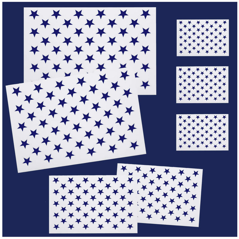  [AUSTRALIA] - Whaline 7 Pieces American Flag 50 Stars Stencil Template for Painting on Wood, Fabric, Paper, Airbrush, Walls Art, 2 Large, 2 Medium and 3 Small for Flag Day, Independence Day