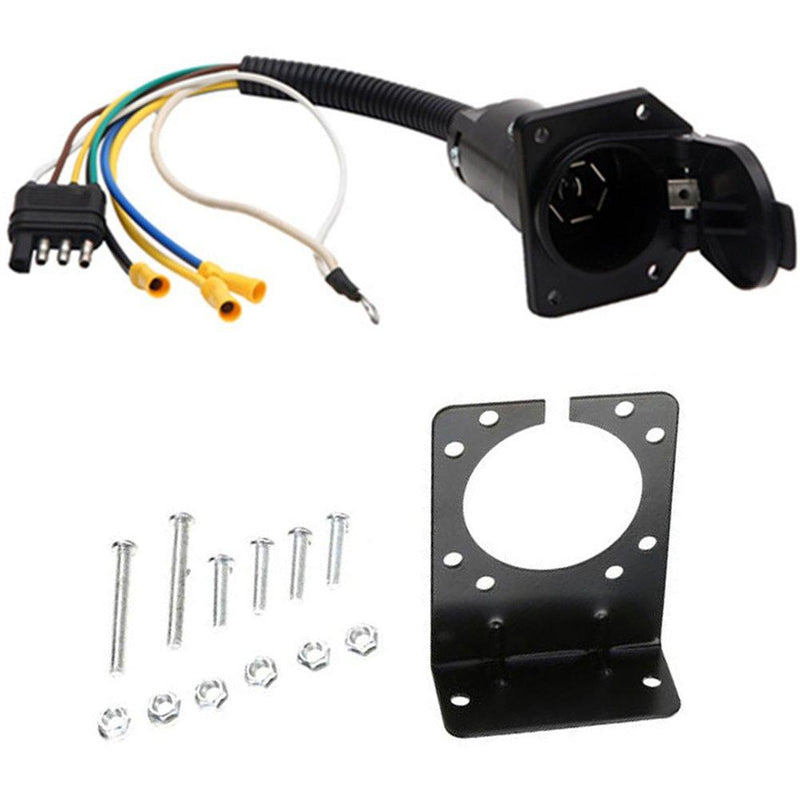  [AUSTRALIA] - NEW SUN 4 Flat to 7 Way Blade Trailer Adapter Electrical Connector with Mounting Bracket