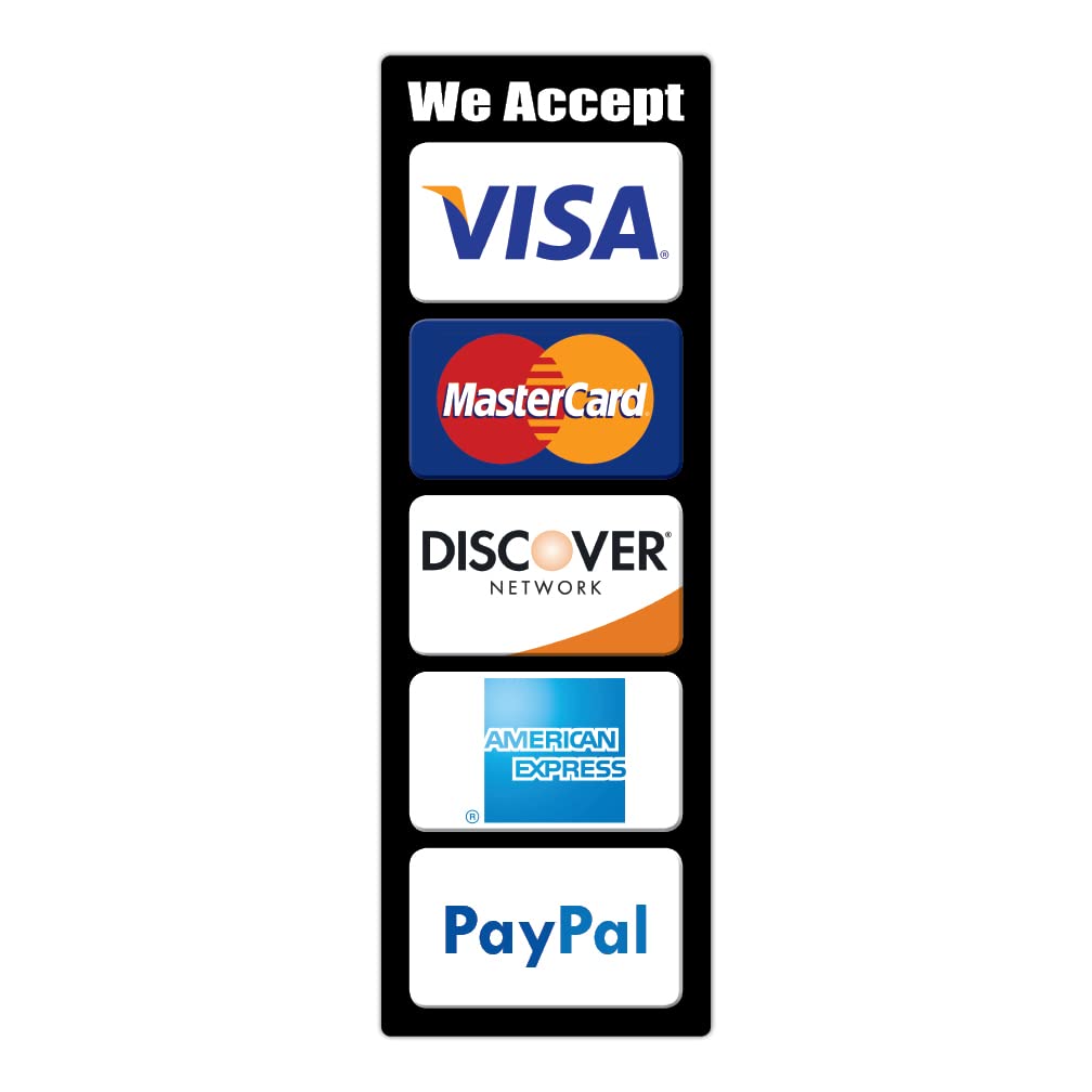  [AUSTRALIA] - AllWeather We Accept Credit Card Vinyl Sticker Visa Master AE PayPal Cashier Store Door POS
