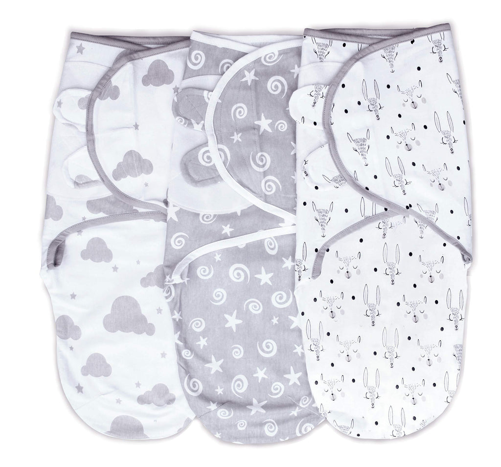  [AUSTRALIA] - Cambria Baby 100% Organic Cotton Adjustable Swaddle Wrap for Newborn Baby 0-3 Mo (Neutral Gray 3Pk) Neutral Gray 3pk