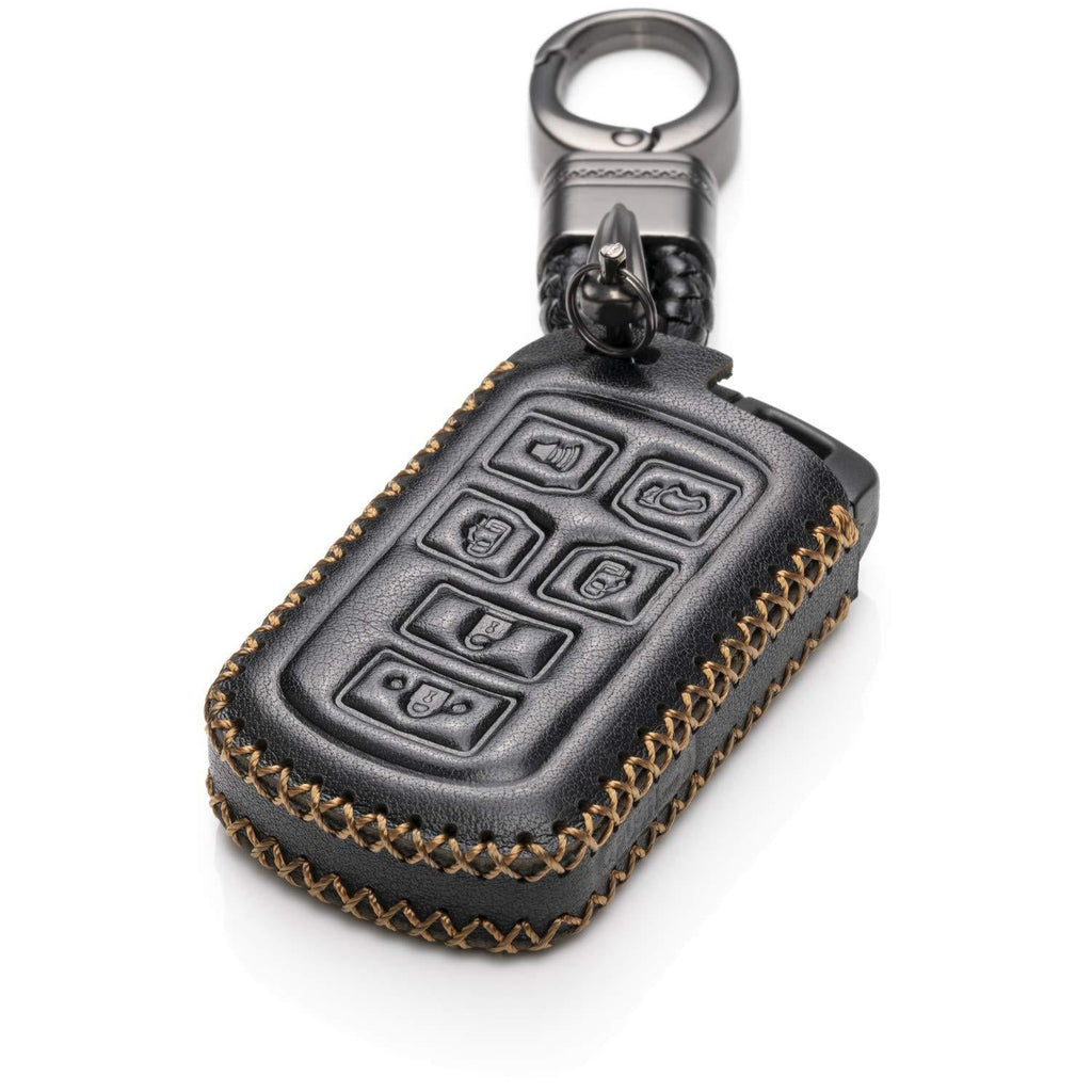 Vitodeco Genuine Leather Smart Key Keyless Remote Entry Fob Case Cover with Key Chain for 2011-2020 Toyota Sienna (6 Buttons, Black) 6 Buttons - LeoForward Australia