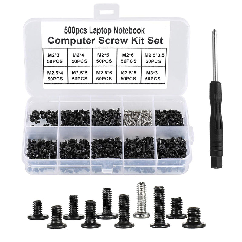  [AUSTRALIA] - HanTof 500pcs M2 M2.5 M3 Laptop Notebook Computer Screw Kit Set with Screwdriver for IBM HP Dell Lenovo Samsung Sony Toshiba Gateway Acer