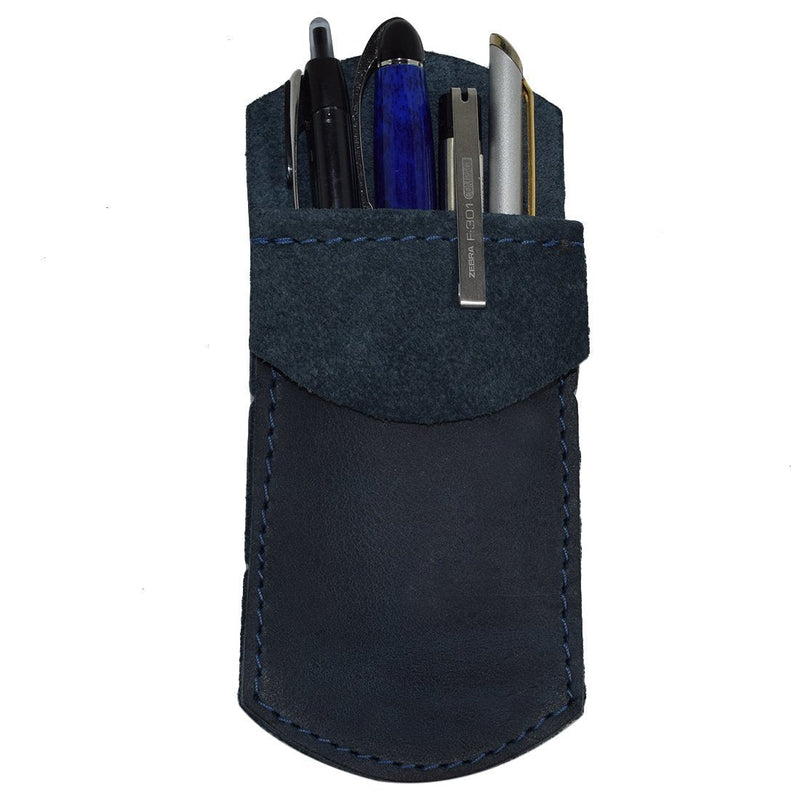 Hide & Drink, Durable Leather Pocket Protector, Pencil Pouch Pen Holder, Office & Work Essentials, Handmade Includes 101 Year Warranty :: Slate Blue - LeoForward Australia