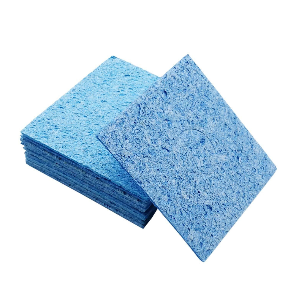  [AUSTRALIA] - BCQLI 10 Pcs Soldering Iron Special High Temperature Sponge,With Holes 60mm x 60mm x 10mm,Blue