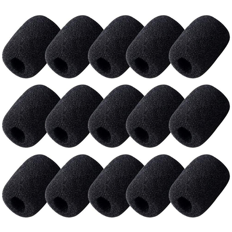  [AUSTRALIA] - Wode Shop 15 Pack Foam Microphone Windscreen, Lapel Headset Microphone Sponge Mini Foam Cover Shield Protection for Variety of Headset Microphone(Black)