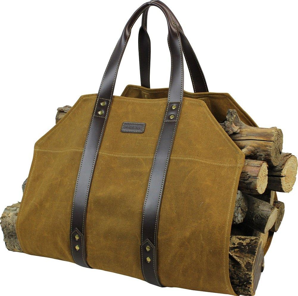  [AUSTRALIA] - Canvas Firewood Log Carrier Bag, Waxed Durable Wood Tote of Fireplace Stove Accessories, Extra Large Hay Hauling with Handles for Outdoor Camping-Rust Rust