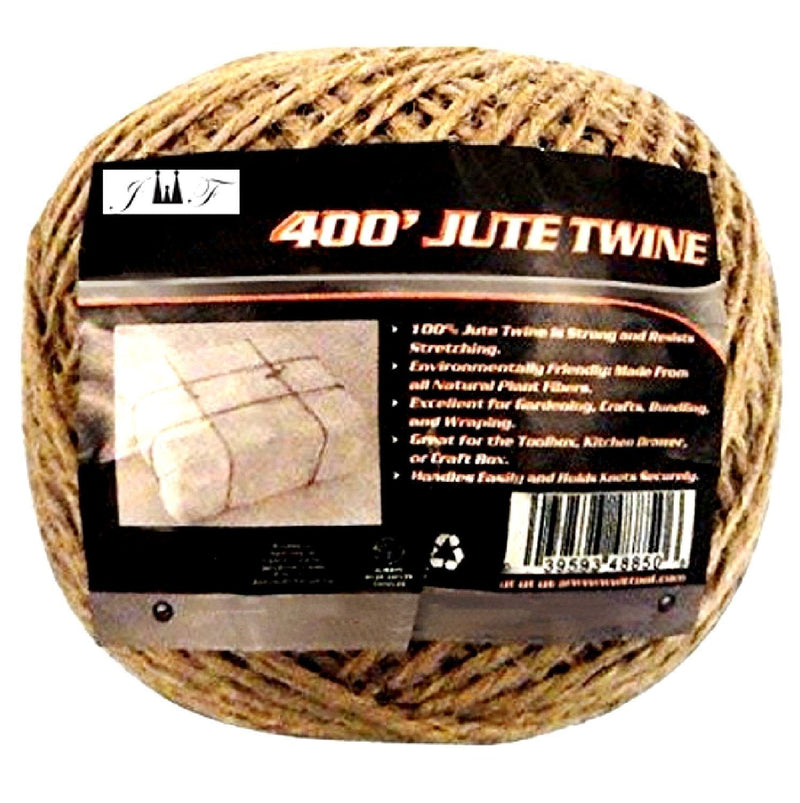 JEWELS FASHION 400Ft Brown Jute Twine-Strong,Heavy Duuty, Durable,Natural, Biodegradable-for Industrial, Packaging, Arts& Crafts, Hobby, Gifts, Decoration, Bundling, Gardening &Home Use - LeoForward Australia