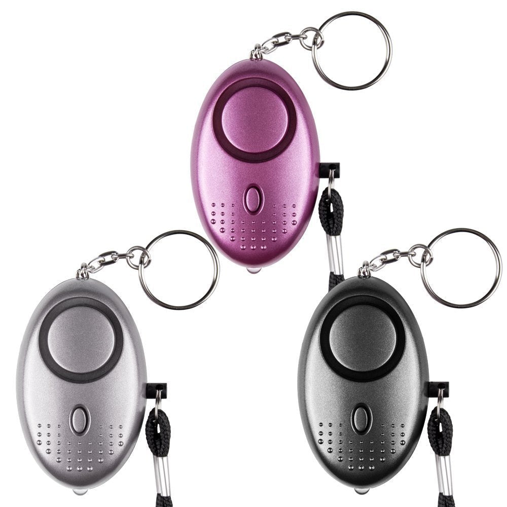  [AUSTRALIA] - Emergency Personal Alarm [3 Pack] Qoosea Scream Safesound Alarm 140dB LED Flashlight for Kids/Women/Elderly/Student Self Defense Protection Secured (Black+Silver+Purple) Black