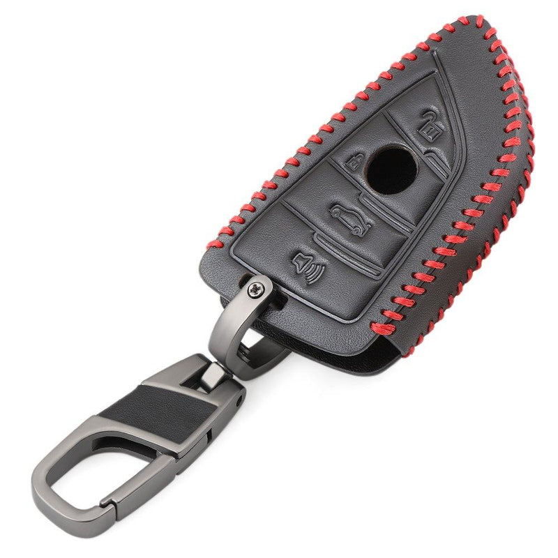  [AUSTRALIA] - Leather Smart Key Keyless Remote Entry Fob Case Cover with Key Chain Fit For BMW 1 2 5 7 M Series X1 X 4 X5 X 6 F15 F16 F48 A Style