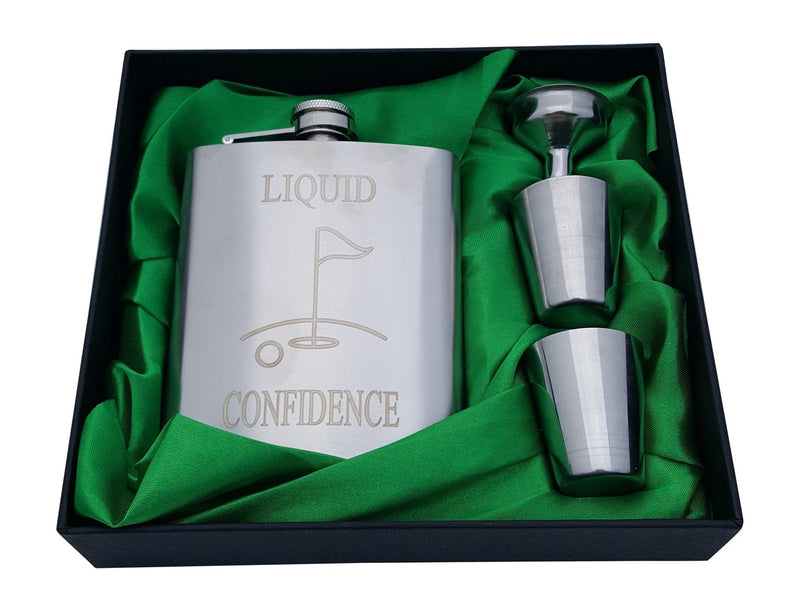  [AUSTRALIA] - Golf Flask Gift Set - 7 oz Flask Engraved with Liquid Confidence