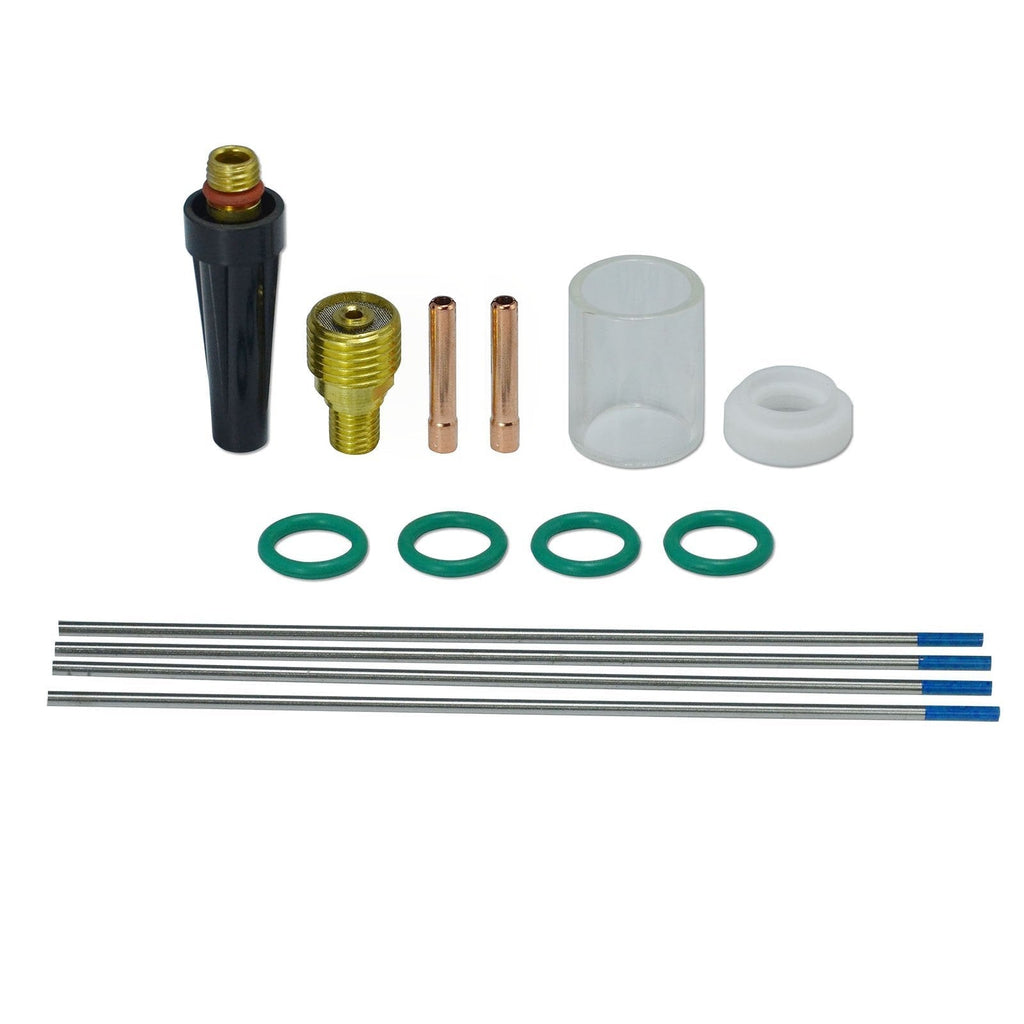  [AUSTRALIA] - 14pcs TIG Gas Lens Collet Body Pyrex Cup 2 Lanthanated Tungsten Electrode Kit for DB SR WP 9 20 25 TIG Welding Torch
