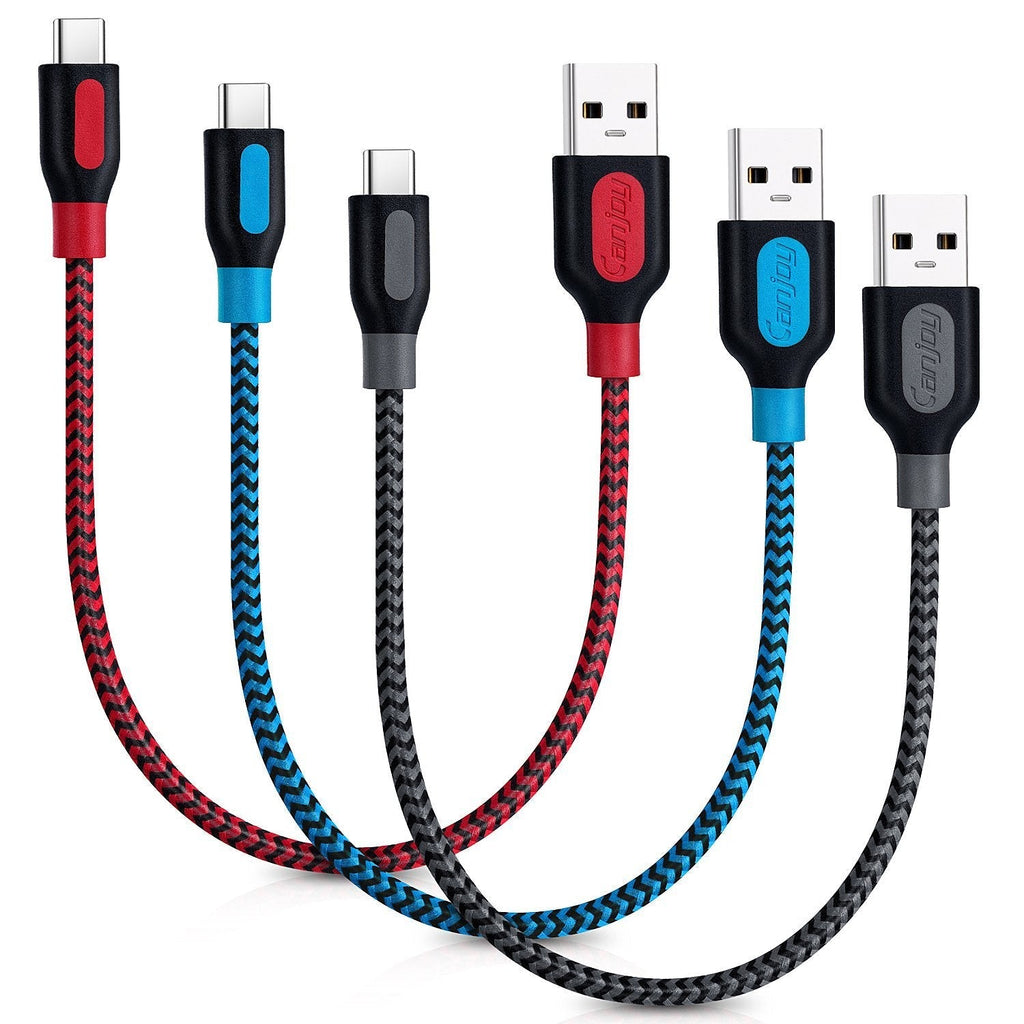 USB Type C Cable, 3Pack Canjoy Short USB C Cable 1ft Braided USB C Charger Cord Compatible Samsung Galaxy S10e S10 S9 S8 Plus, Note 9 8, Moto X4 G6 Z3, Google Pixel XL 2XL 3XL C, LG G7 ThinQ G6 G5 V30 - LeoForward Australia